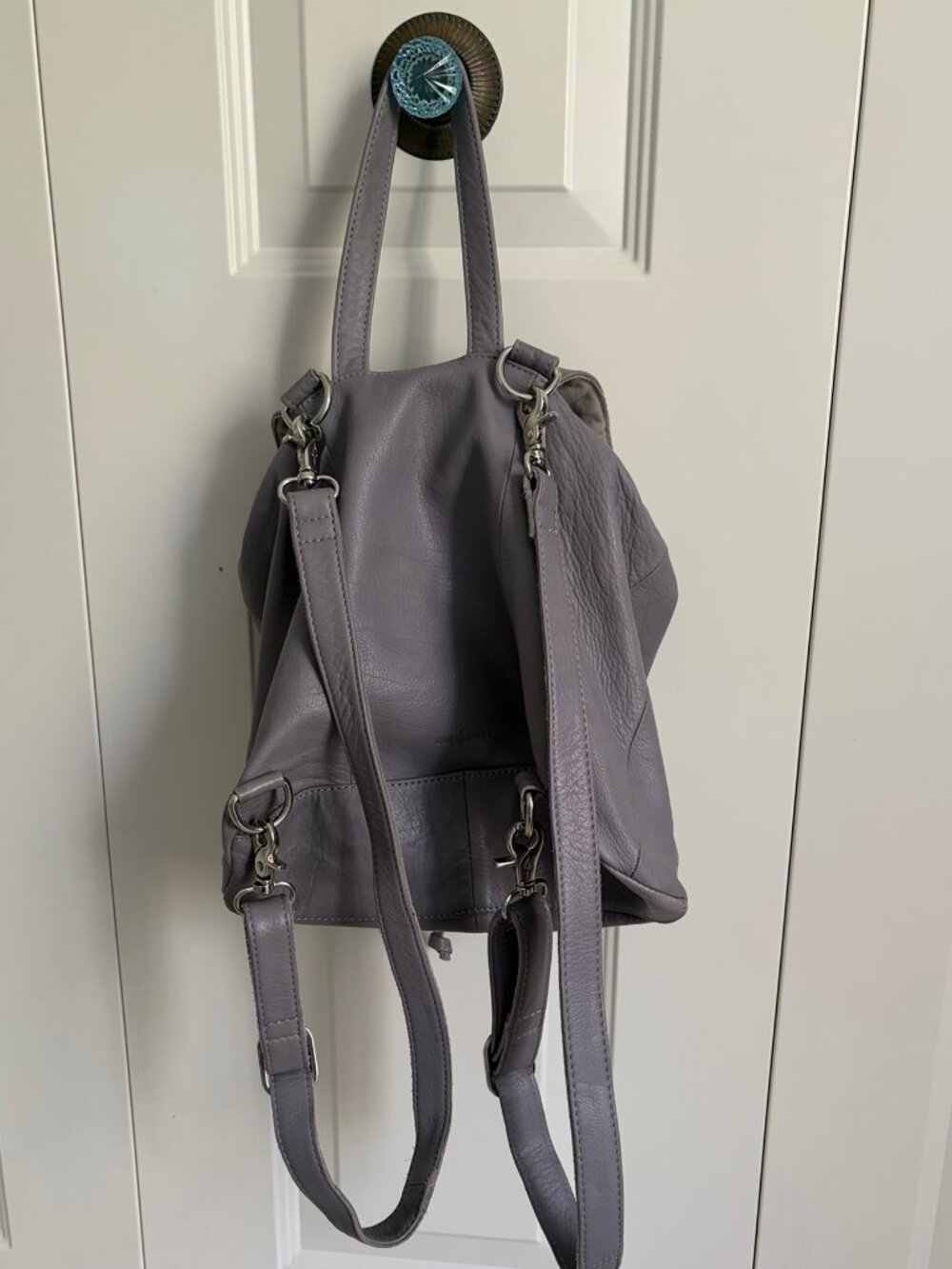 Day & Mood Grey Leather Backpack Purse - LIKE NEW - Picture 2 of 8